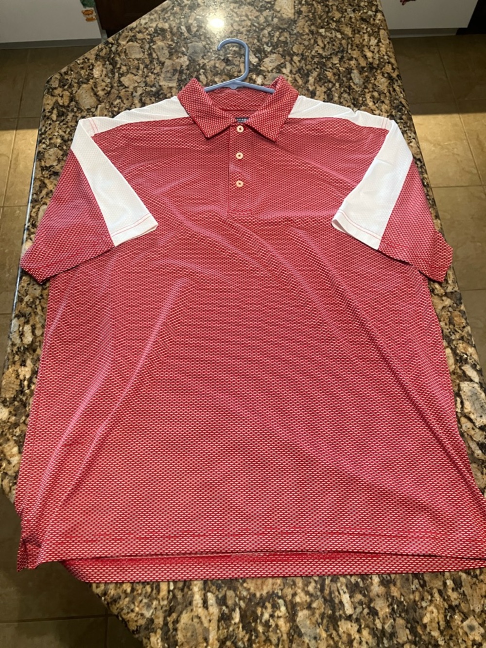Oxford Red Golf Polo with White Shoulder Panels